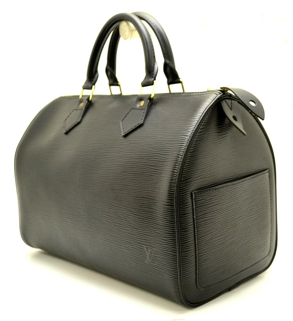 Louis Vuitton Black Handbag Boston Noir Speedy Epi Bag Black